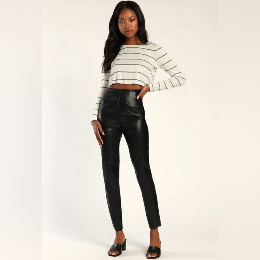New! Lulu’s Trendy Babe Black Vegan‎ Leather High Waisted Pants